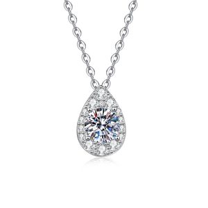 Collier en argent sterling S925 avec pendentif goutte en moissanite 1ct et chaîne fine