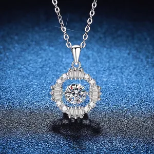 925 Sterling Silver Moissanite Pendant Necklace For Women Radiant Star Dynamic Sparkling Fine Jewelry Anniversary Wedding Gift
