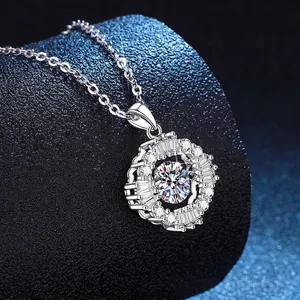 Luxurious 925 sterling silver necklace with a radiant 1 carat moissanite flower pendant