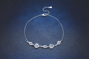 Macro shot of S925 sterling silver chain featuring micro-pave heart charm and zircon