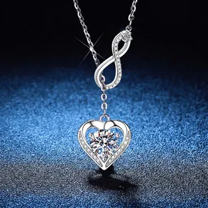 925 Sterlingsilber Moissanit Herz Unendlichkeit Anhänger Halskette Für Damen Romantischer Schmuck Valentinstag Geschenk