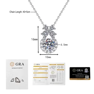 Spécifications de taille du collier fleur en moissanite avec certificat GRA fourni