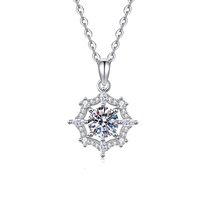 S925 sterling silver dreamcatcher necklace with 1ct moissanite snowflake pendant