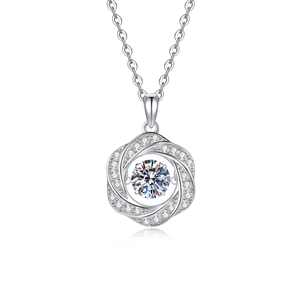 S925 sterling silver Mobius dancing heart necklace with sparkling Moissanite pendant