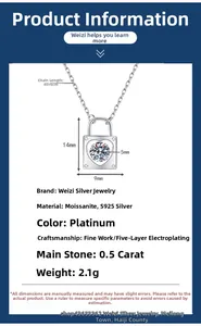 Détail du collier cœur en argent S925 avec moissanite 0,5ct et chaîne réglable de 45cm