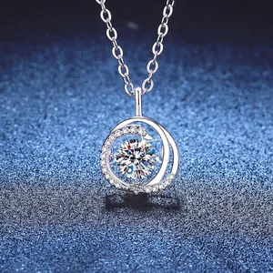 925 Sterling Silver Moissanite Dancing Heart Swan Necklace Round Cut Inlaid Rhinestone Pendant Light Luxury Fashion Jewelry For Women