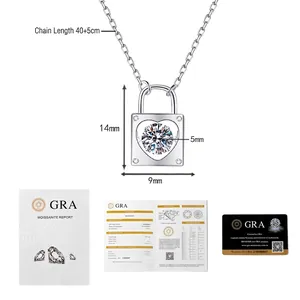 Détails du collier cœur en argent S925 avec Moissanite 0.5ct et certificat GRA inclus