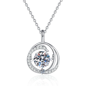 925 Sterling Silver Moissanite Dancing Heart Pendant Necklace with O-Chain Link