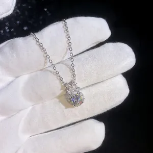 Collier en argent sterling 925 avec pendentif Moissanite en forme de flacon de parfum