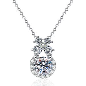 Collier pendentif flacon de parfum fleur en argent sterling S925 moissanite avec halo central