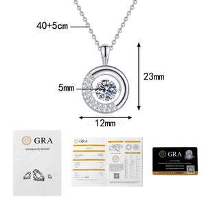 Moissanite donut pendant S925 silver necklace with GRA certificate and warranty card