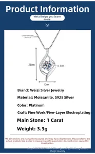 Macro detail of S925 silver moissanite heart pendant showing precise 25x13mm dimensions