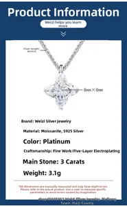 Detail specifications of 3ct Moissanite star pendant in S925 sterling silver necklace