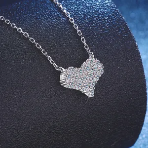 Collana a cuore in argento sterling S925 con moissanite su supporto per gioielli