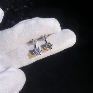 Eleganti orecchini pendenti in argento S925 con doppia moissanite e taglio brillante