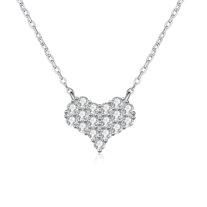 Collana con ciondolo a cuore in argento sterling 925 e moissanite con montatura micro-pave