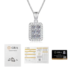 Detail of S925 silver moissanite pendant with dimensions and GRA certification