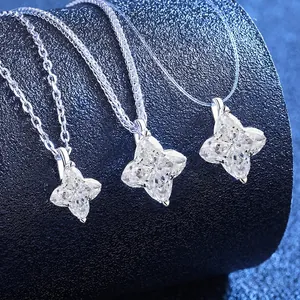 925 Sterling Silver Moissanite Star Clover Pendant Necklace For Women D Color VVS1 With GRA Certificate Fashion Jewelry Gift