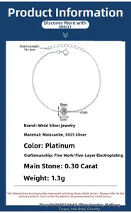 Dettaglio del bracciale in argento S925 con una pietra moissanite da 0,3 carati