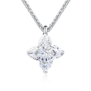 Sparkling S925 sterling silver necklace featuring a star-cut moissanite stone pendant