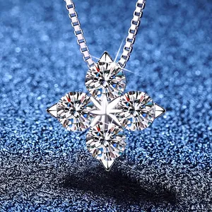 D Color Moissanite Four Leaf Clover Pendant Necklace 925 Sterling Silver Box Chain Jewelry For Women With GRA Certificate