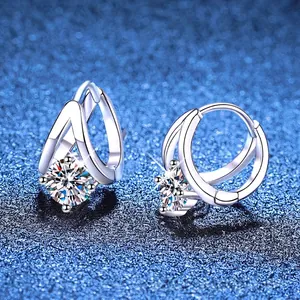 925 Sterlingsilber Moissanit Ohrringe Für Damen Moderne Rund Brillantschliff Geometrische Eingelegte Tropfen Ohrringe Schmuck
