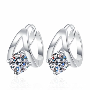 Elegante S925 Silber Moissanit Creolen mit modernem Criss-Cross-Design für Damen