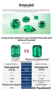 Macro comparison showing emerald cut lab-grown gemstone clarity and detailed properties