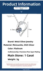 Détail du pendentif nœud en argent S925 avec moissanite 1ct et plaquage en platine