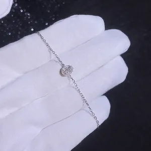 Elegante bracciale in argento sterling S925 con moissanite e halo ovale da donna