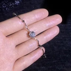 Elegant S925 sterling silver heart bracelet with a sparkling 1 carat moissanite gemstone