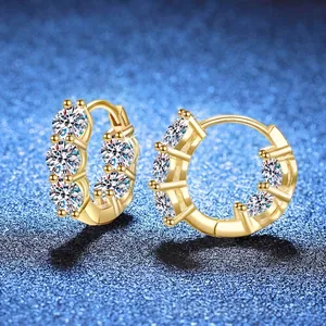 Créoles en moissanite 4 carats de style français en argent 925 avec finition dorée