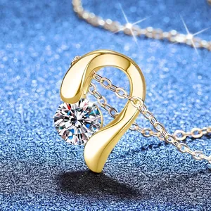 Élégant collier moissanite en argent S925 avec pendentif cœur plaqué or