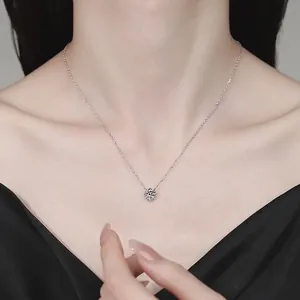 Classic 1-carat moissanite solitaire necklace on an S925 sterling silver chain