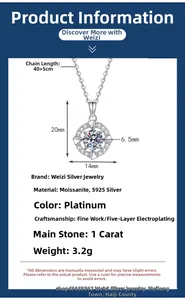 Nahaufnahme der S925 Silber Herzkette mit 1ct Moissanit und 45 cm verstellbarer Kette
