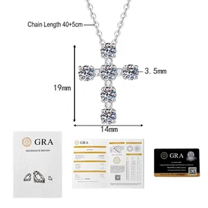 S925 sterling silver cross pendant with GRA certificate and size measurements