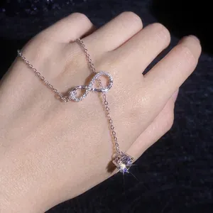 S925 sterling silver infinity tassel necklace with a sparkling solitaire moissanite pendant