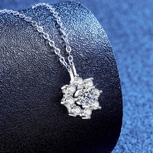 S925 Sterling Silver Sunflower Moissanite Necklace with sparkling floral pendant