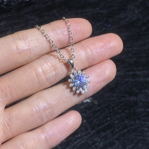 Moissanite flower pendant necklace in S925 sterling silver with pearl accents