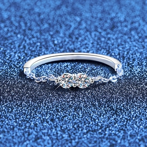 S925 Sterling Silver Moissanite Ring For Women Minimalist D Color Moissanite Chain Design Finger Ring With GRA Certificate