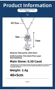 Detailed view of S925 silver tulip pendant with moissanite stone and mini pearls