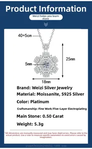 Schema dettagliato di dimensioni e materiali per la collana girasole in moissanite S925