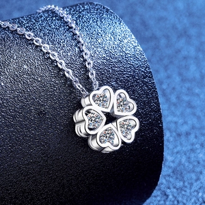 Sparkling S925 sterling silver necklace featuring a five-petal heart clover flower pendant