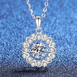 925 Sterlingsilber Moissanit Schneeflocke Halskette Für Damen Elegant Tanzender Stein Blume Anhänger Funkelnder Schmuck Geschenk