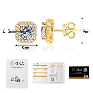 Détails des boucles d'oreilles moissanite 1 carat avec certificat GRA et dimensions