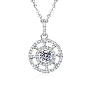 Elegant S925 silver necklace with sparkling moissanite compass pendant on white background