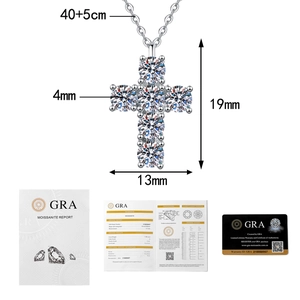 Moissanit Kreuzanhänger Maße 19x13mm mit 40+5cm S925 Silberkette und GRA Zertifikat