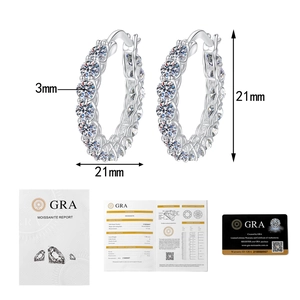 Détails des boucles d'oreilles en argent S925 moissanite avec certificat GRA et taille
