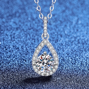 Luxus 925 Sterlingsilber Wassertropfen Anhänger Halskette 1ct Moissanit Zirkonia Engelstränen Halo Kette Für Damen Hochzeit Party Schmuck