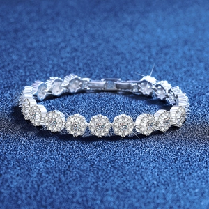 925 Sterling Silver Sunflower Moissanite Bracelet For Women 1.9ct Luxury Cluster Bracelet With GRA Certificate Jewelry
